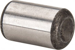 Made in USA - 5/8" Diam x 1" Pin Length Grade 8 Alloy Steel Standard Dowel Pin - Bright Finish, C 47-58 & C 60 (Surface) Hardness, 46,000 Lb (Single Shear), 92,000 Lb (Double Shear) Breaking Strength, 1 Beveled & 1 Rounded End - Exact Tooling