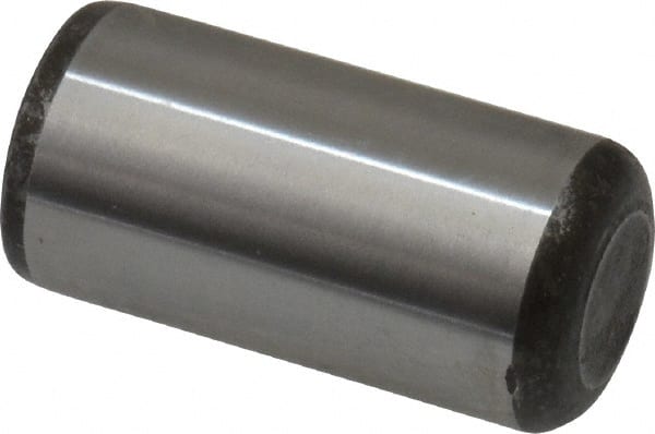 Made in USA - 5/8" Diam x 1-1/4" Pin Length Grade 8 Alloy Steel Standard Dowel Pin - Bright Finish, C 47-58 & C 60 (Surface) Hardness, 46,000 Lb (Single Shear), 92,000 Lb (Double Shear) Breaking Strength, 1 Beveled & 1 Rounded End - Exact Tooling