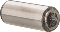 Made in USA - 5/8" Diam x 1-1/2" Pin Length Grade 8 Alloy Steel Standard Dowel Pin - Bright Finish, C 47-58 & C 60 (Surface) Hardness, 46,000 Lb (Single Shear), 92,000 Lb (Double Shear) Breaking Strength, 1 Beveled & 1 Rounded End - Exact Tooling