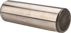 Made in USA - 5/8" Diam x 2" Pin Length Grade 8 Alloy Steel Standard Dowel Pin - Bright Finish, C 47-58 & C 60 (Surface) Hardness, 46,000 Lb (Single Shear), 92,000 Lb (Double Shear) Breaking Strength, 1 Beveled & 1 Rounded End - Exact Tooling