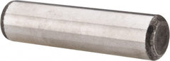 Made in USA - 5/8" Diam x 2-1/2" Pin Length Grade 8 Alloy Steel Standard Dowel Pin - Bright Finish, C 47-58 & C 60 (Surface) Hardness, 46,000 Lb (Single Shear), 92,000 Lb (Double Shear) Breaking Strength, 1 Beveled & 1 Rounded End - Exact Tooling