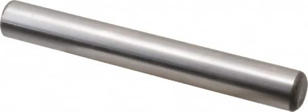 Made in USA - 5/8" Diam x 5" Pin Length Grade 8 Alloy Steel Standard Dowel Pin - Bright Finish, C 47-58 & C 60 (Surface) Hardness, 46,000 Lb (Single Shear), 92,000 Lb (Double Shear) Breaking Strength, 1 Beveled & 1 Rounded End - Exact Tooling