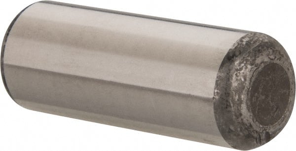 Made in USA - 3/4" Diam x 2" Pin Length Grade 8 Alloy Steel Standard Dowel Pin - Bright Finish, C 47-58 & C 60 (Surface) Hardness, 132,400 Lb (Double Shear), 66,200 Lb (Single Shear) Breaking Strength, 1 Beveled & 1 Rounded End - Exact Tooling