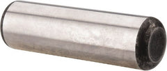 Made in USA - 3/4" Diam x 2-1/2" Pin Length Grade 8 Alloy Steel Standard Dowel Pin - Bright Finish, C 47-58 & C 60 (Surface) Hardness, 132,400 Lb (Double Shear), 66,200 Lb (Single Shear) Breaking Strength, 1 Beveled & 1 Rounded End - Exact Tooling