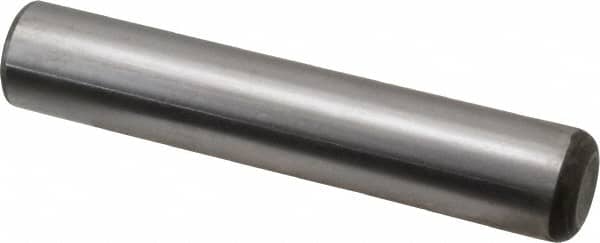 Made in USA - 3/4" Diam x 4" Pin Length Grade 8 Alloy Steel Standard Dowel Pin - Bright Finish, C 47-58 & C 60 (Surface) Hardness, 132,400 Lb (Double Shear), 66,200 Lb (Single Shear) Breaking Strength, 1 Beveled & 1 Rounded End - Exact Tooling