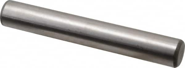 Made in USA - 3/4" Diam x 5" Pin Length Grade 8 Alloy Steel Standard Dowel Pin - Bright Finish, C 47-58 & C 60 (Surface) Hardness, 132,400 Lb (Double Shear), 66,200 Lb (Single Shear) Breaking Strength, 1 Beveled & 1 Rounded End - Exact Tooling