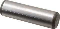 Made in USA - 7/8" Diam x 3" Pin Length Grade 8 Alloy Steel Standard Dowel Pin - Bright Finish, C 47-58 & C 60 (Surface) Hardness, 180,400 Lb (Double Shear), 90,200 Lb (Single Shear) Breaking Strength, 1 Beveled & 1 Rounded End - Exact Tooling
