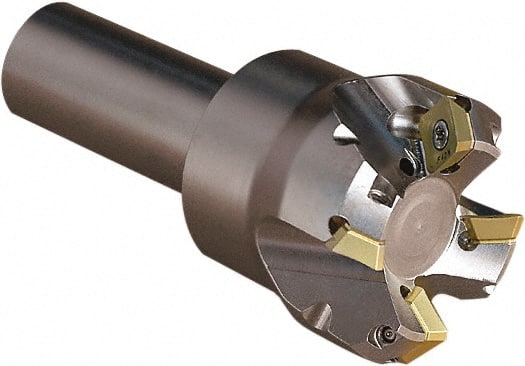 Seco - 45° Lead Angle, 1.181" Max Cut Diam, 4.5mm Max Depth of Cut, Indexable Chamfer and Angle End Mill - 2 Inserts, 3.543" Overall Length, Through Coolant - Exact Tooling