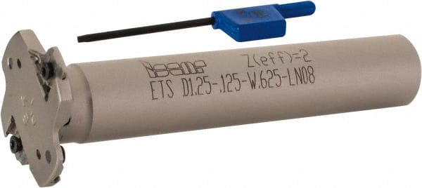 Iscar - Shank Connection, 1/8" Cutting Width, 5/16" Depth of Cut, 1-1/4" Cutter Diam, 2 Tooth Indexable Slotting Cutter - 5/8" Shank Diam, ETS-LN08 Toolholder, LNET Insert, Right Hand Cutting Direction - Exact Tooling