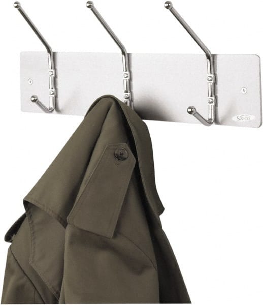 Safco - 3 Hooks, 18" Long x 3-3/4" Deep, Metal Wall/Door Hat/Coat Hook - 7" High - Exact Tooling