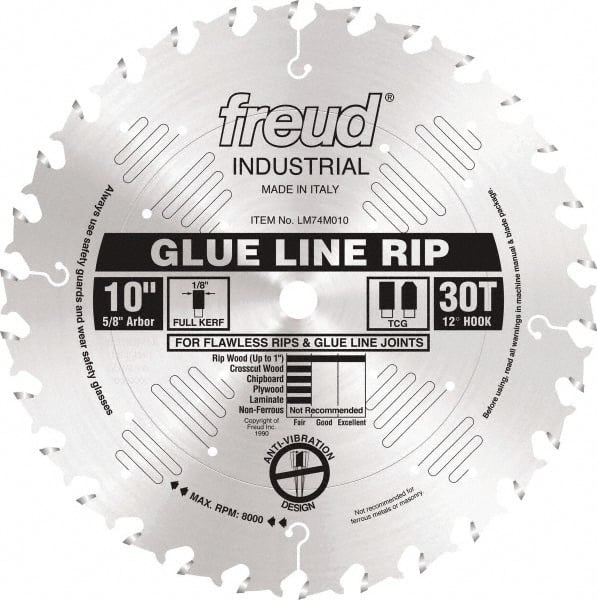 Freud - 10" Diam, 5/8" Arbor Hole Diam, 30 Tooth Wet & Dry Cut Saw Blade - Carbide-Tipped, Standard Round Arbor - Exact Tooling