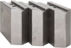Abbott Workholding Products - 12" & Up Chuck Capacity, 1.5mm x 60° Serrated Attachment, Square Soft Lathe Chuck Jaw - 3 Jaws, Steel, 1.1811" Btw Mount Hole Ctrs, 5-1/2" Long x 2" Wide x 4" High, 0.8268" Groove, 0.6299" & 16mm Fastener - Exact Tooling