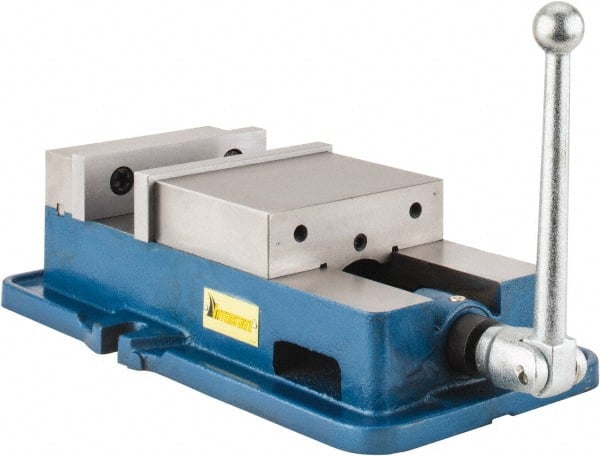 Interstate - 6" Jaw Width, 5-29/32" Jaw Opening Capacity, Horizontal Stationary Machine Vise - Manual Operation, 7,875 Lb Capacity, 1 Station, 16.85" Long x 4.72" High x 1-1/2" Deep, 1-1/2" Jaw Height, Cast Iron - Exact Tooling