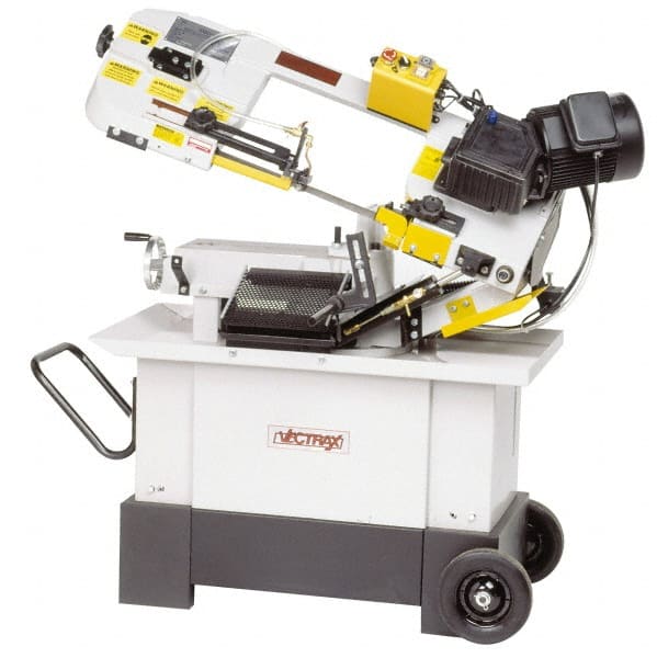Vectrax - 7 x 10-1/2" Manual Combo Horizontal & Vertical Bandsaw - 1 Phase, 45° Vise Angle of Rotation, 1 hp, 240 Volts, Geared Head Drive - Exact Tooling