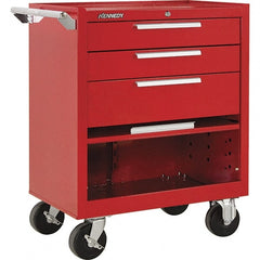 Kennedy - 3 Drawer 1,400 Lb Capacity Steel Tool Roller Cabinet - 27" Wide x 35" High x 18" Deep, Red - Exact Tooling