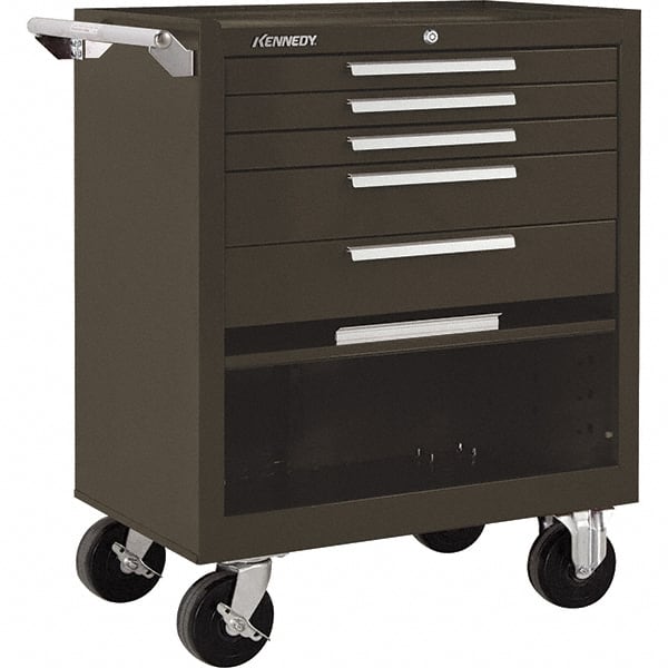 Kennedy - 5 Drawer 1,400 Lb Capacity Steel Tool Roller Cabinet - 27" Wide x 35" High x 18" Deep, Brown - Exact Tooling