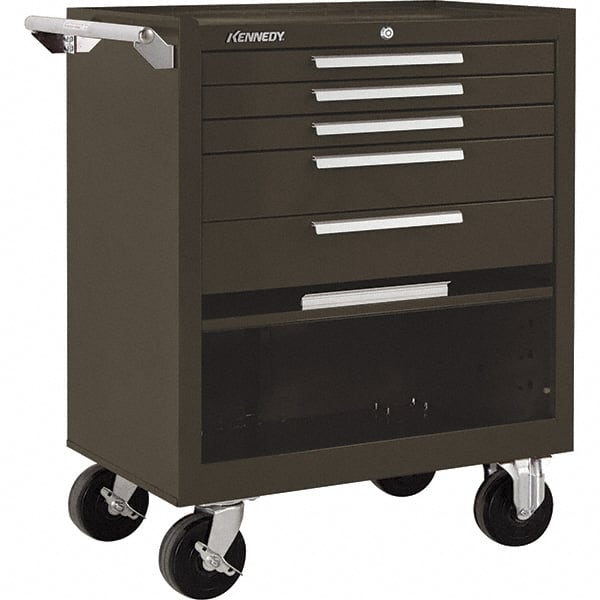 Kennedy - 5 Drawer 1,400 Lb Capacity Steel Tool Roller Cabinet - 29" Wide x 35" High x 20" Deep, Brown - Exact Tooling
