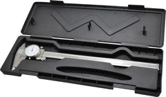 Value Collection - 0mm to 12" Range, 0.001" and 0.02 mm Graduation, 0.1" per Revolution, Dial Caliper - White Face, 2.5" Jaw Length - Exact Tooling