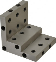SPI - 3" Wide x 3" Deep x 3" High Steel Precision-Ground Angle Plate - Stepped Plate, Machined Holes on Surface, Open End - Exact Tooling