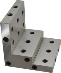 SPI - 4" Wide x 4" Deep x 4" High Steel Precision-Ground Angle Plate - Stepped Plate, Machined Holes on Surface, Open End - Exact Tooling