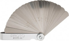 Proto - 25 Piece, 0.0015 to 0.04" Thick, Parallel Feeler Gage Set - 3-1/16" Leaf Length, 1/2" Wide, Steel - Exact Tooling