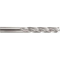 SGS - 4.1mm 150° Spiral Flute Solid Carbide Screw Machine Drill Bit - Bright Finish, Right Hand Cut, 22mm Flute Length, 55mm OAL, Standard Point, Straight Shank - Exact Tooling