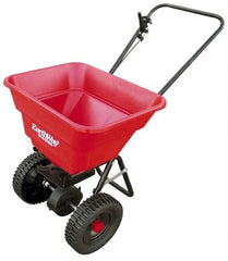 Made in USA - 80 Lb Polyethylene Walk Behind Broadcast Landscape Spreader - 10" Wheels - Exact Tooling