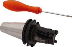 Kennametal - 1-1/2" Cut Diam, 18mm Max Depth of Cut, 141.28mm OAL, Indexable Square Shoulder End Mill - EC18.., EP18.. Inserts, CAT 40 Taper Shank, 0° Lead Angle, Through Coolant - Exact Tooling