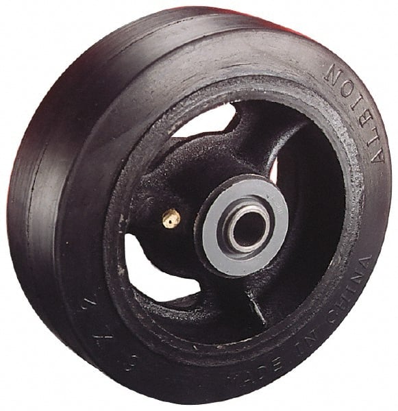 Albion - 5 Inch Diameter x 2 Inch Wide, Solid Rubber Caster Wheel - 400 Lb. Capacity, 2-3/16 Inch Hub Length, 1/2 Inch Axle Diameter, Roller Bearing - Exact Tooling