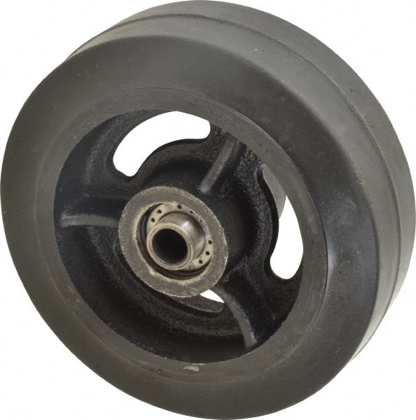 Albion - 6 Inch Diameter x 2 Inch Wide, Solid Rubber Caster Wheel - 410 Lb. Capacity, 2-3/16 Inch Hub Length, 1/2 Inch Axle Diameter, Roller Bearing - Exact Tooling