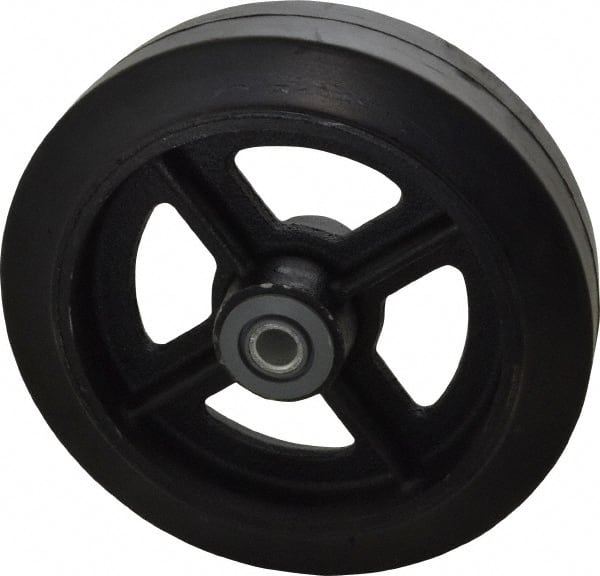 Albion - 8 Inch Diameter x 2 Inch Wide, Solid Rubber Caster Wheel - 500 Lb. Capacity, 2-3/16 Inch Hub Length, 3/4 Inch Axle Diameter, Roller Bearing - Exact Tooling