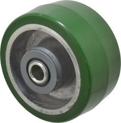Albion - 4 Inch Diameter x 2 Inch Wide, Polyurethane Caster Wheel - 700 Lb. Capacity, 2-7/16 Inch Hub Length, 1/2 Inch Axle Diameter, Roller Bearing - Exact Tooling