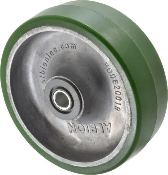 Albion - 6 Inch Diameter x 2 Inch Wide, Polyurethane Caster Wheel - 1,230 Lb. Capacity, 2-7/16 Inch Hub Length, 1/2 Inch Axle Diameter, Roller Bearing - Exact Tooling