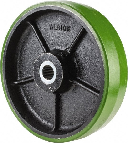 Albion - 12 Inch Diameter x 3 Inch Wide, Polyurethane Caster Wheel - 3,420 Lb. Capacity, 3-1/4 Inch Hub Length, 1-1/4 Inch Axle Diameter, Roller Bearing - Exact Tooling
