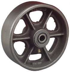 Albion - 5 Inch Diameter x 1-1/2 Inch Wide, Cast Iron Caster Wheel - 600 Lb. Capacity, 1-5/8 Inch Hub Length, 1/2 Inch Axle Diameter, Roller Bearing - Exact Tooling