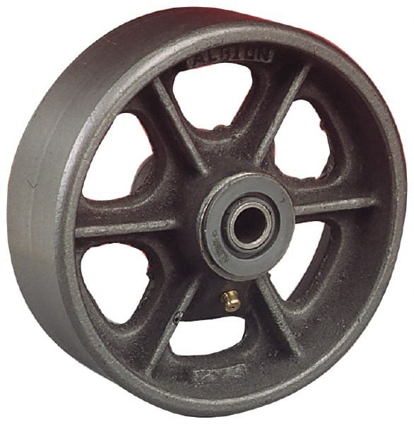Albion - 5 Inch Diameter x 2-1/2 Inch Wide, Cast Iron Caster Wheel - 2,000 Lb. Capacity, 3-1/4 Inch Hub Length, 1 Inch Axle Diameter, Roller Bearing - Exact Tooling