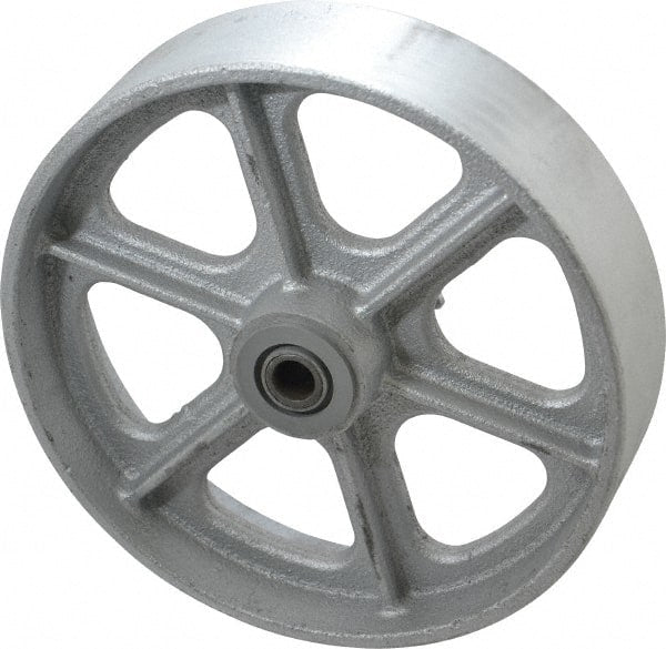 Albion - 8 Inch Diameter x 2 Inch Wide, Cast Iron Caster Wheel - 1,800 Lb. Capacity, 2-3/16 Inch Hub Length, 1/2 Inch Axle Diameter, Roller Bearing - Exact Tooling