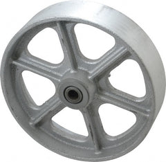Albion - 8 Inch Diameter x 2 Inch Wide, Cast Iron Caster Wheel - 1,800 Lb. Capacity, 2-3/16 Inch Hub Length, 1/2 Inch Axle Diameter, Roller Bearing - Exact Tooling