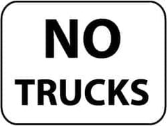 NMC - "No Trucks", 24" Wide x 18" High, Aluminum Parking Lot Traffic Signs - 0.08" Thick, Black on White, Engineer Grade Reflectivity, Rectangle, Post Mount - Exact Tooling