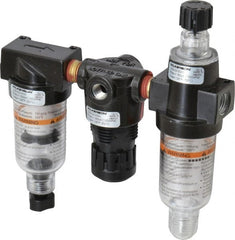 Wilkerson - 1/4" NPT Port Miniature 3 Piece Filter-Regulator-Lubricator FRL Unit - Polycarbonate Bowl, 20 SCFM, 150 Max psi, 5.98" High, Manual Drain - Exact Tooling