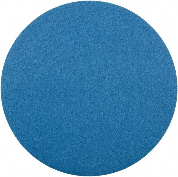 Superior Abrasives - 30" Diam, 40 Grit Zirconia Alumina Adhesive PSA Disc - Coarse Grade, Blue, Cloth Backing, Flexible - Exact Tooling