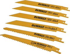 DeWALT - 6 Piece, Bi-Metal Reciprocating Saw Blade Set - Straight and Tapered Profile, 6 to 10 Teeth per Inch, Angled Tip - Exact Tooling