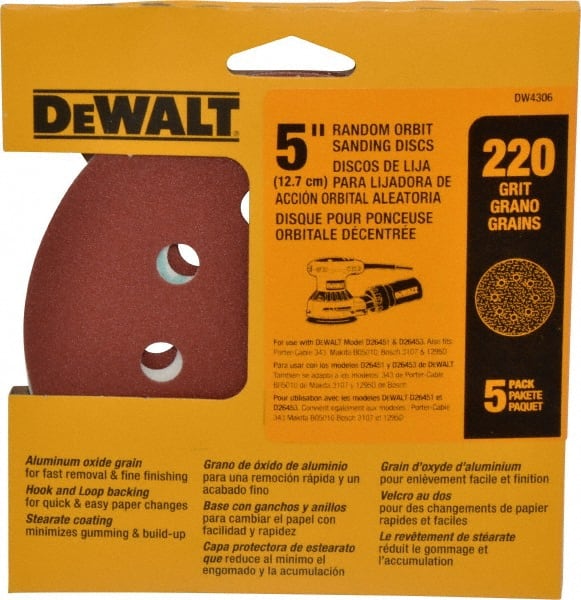 DeWALT - 220 Grit, Hook & Loop Disc - Very Fine, Coated - Exact Tooling
