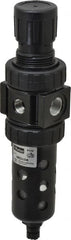 Parker - 3/8" NPT Port Compact 1 Piece Filter/Regulator FRL Unit - Polycarbonate Bowl, 40 SCFM, 150 Max psi, 8.51" High, Manual Drain - Exact Tooling