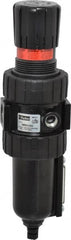 Parker - 1/2" NPT Port Intermediate 1 Piece Filter/Regulator FRL Unit - Metal Bowl, 61 SCFM, 250 Max psi, 10.38" High, Manual Drain - Exact Tooling