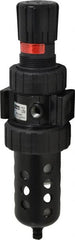 Parker - 1/2" NPT Port Standard 1 Piece Filter/Regulator FRL Unit - Polycarbonate Bowl, 90 SCFM, 150 Max psi, 11.76" High, Manual Drain - Exact Tooling