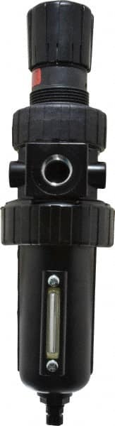 Parker - 1/2" NPT Port Standard 1 Piece Filter/Regulator FRL Unit - Metal Bowl, 90 SCFM, 250 Max psi, 11.76" High, Manual Drain - Exact Tooling