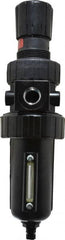 Parker - 1/2" NPT Port Standard 1 Piece Filter/Regulator FRL Unit - Metal Bowl, 90 SCFM, 250 Max psi, 11.76" High, Manual Drain - Exact Tooling