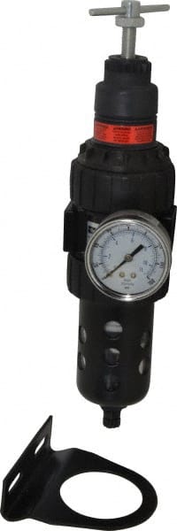 Parker - 3/8" NPT Port Intermediate 1 Piece Filter/Regulator FRL Unit - Polycarbonate Bowl, 55 SCFM, 150 Max psi, 10.38" High, Manual Drain - Exact Tooling