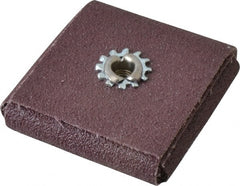 3M - 80 Grit, Medium Grade, Aluminum Oxide Square Pad - 2" Long x 2" Wide x 1/2" Thick, Cloth Backed, X Backing Weight, 12,000 Max RPM - Exact Tooling